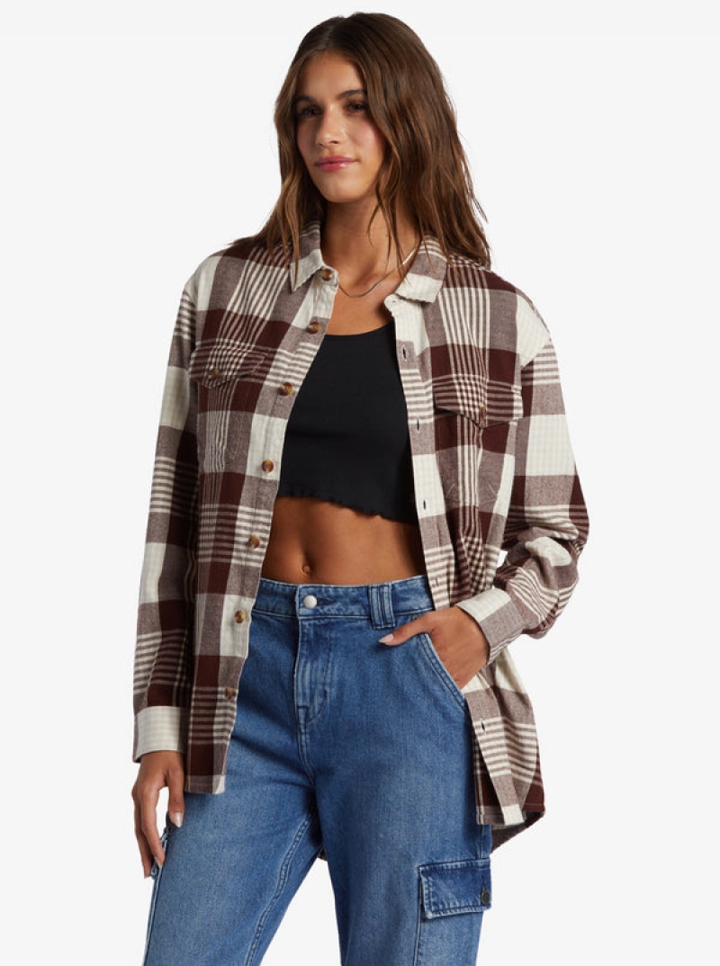 Roxy Let It Go Flannel Long Sleeve Tops | 84630QPNO