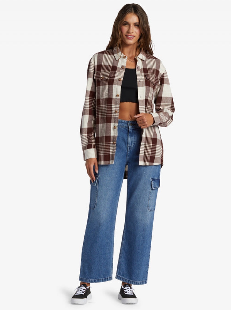 Roxy Let It Go Flannel Long Sleeve Tops | 84630QPNO