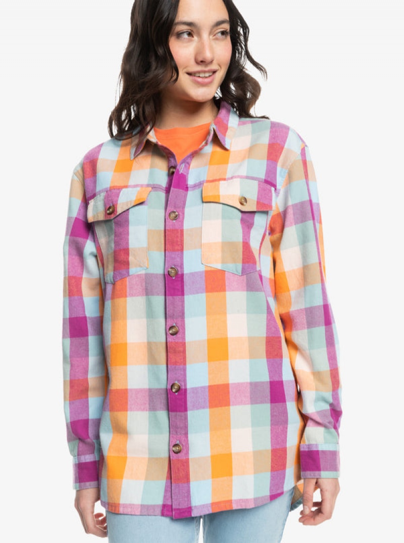 Roxy Let It Go Flannel Long Sleeve Tops | 40391YPHX