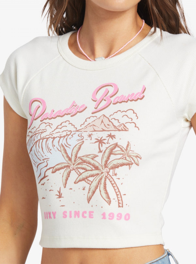 Roxy Paradise Bound Crop Ribbed T Shirts | 60531WYHG