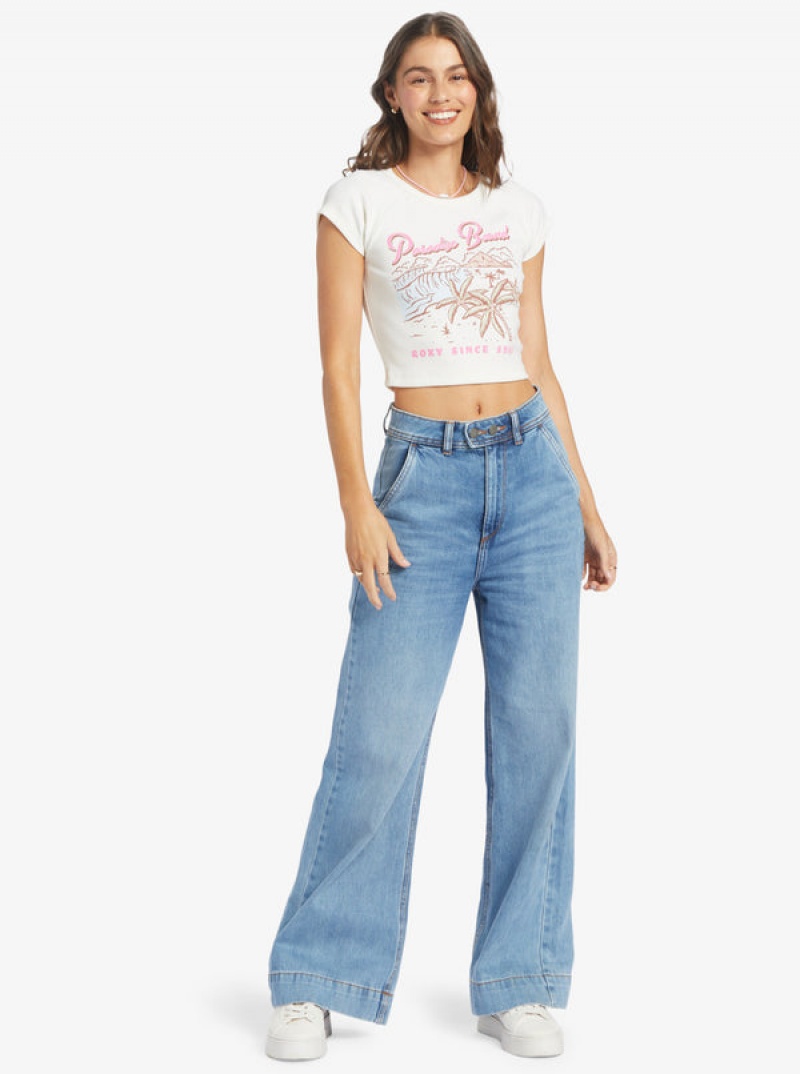 Roxy Paradise Bound Crop Ribbed T Shirts | 60531WYHG