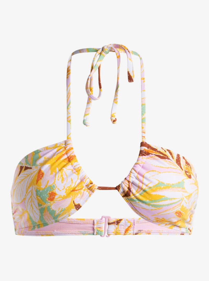 Roxy Printed Beach Classics Fashion Triangle Bikini Tops | DOZY-76291