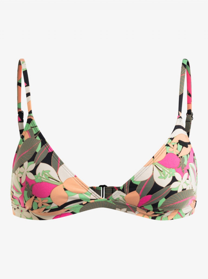 Roxy Printed Beach Classics Fixed Triangle Bikini Tops | FZGV-61394