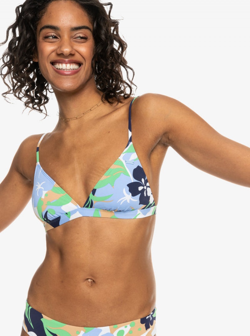 Roxy Printed Beach Classics Fixed Triangle Bikini Tops | LEWD-43965