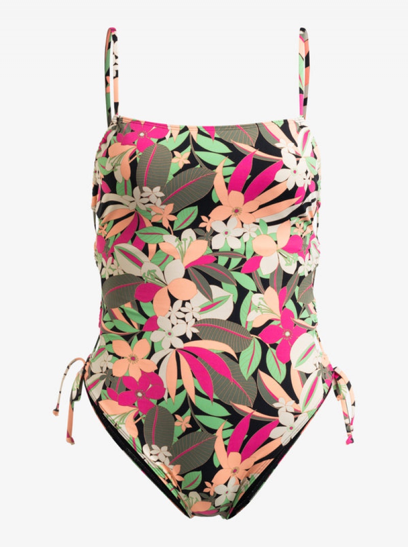 Roxy Printed Beach Classics Lace Up One-Piece Swimsuits | ZOFY-75140