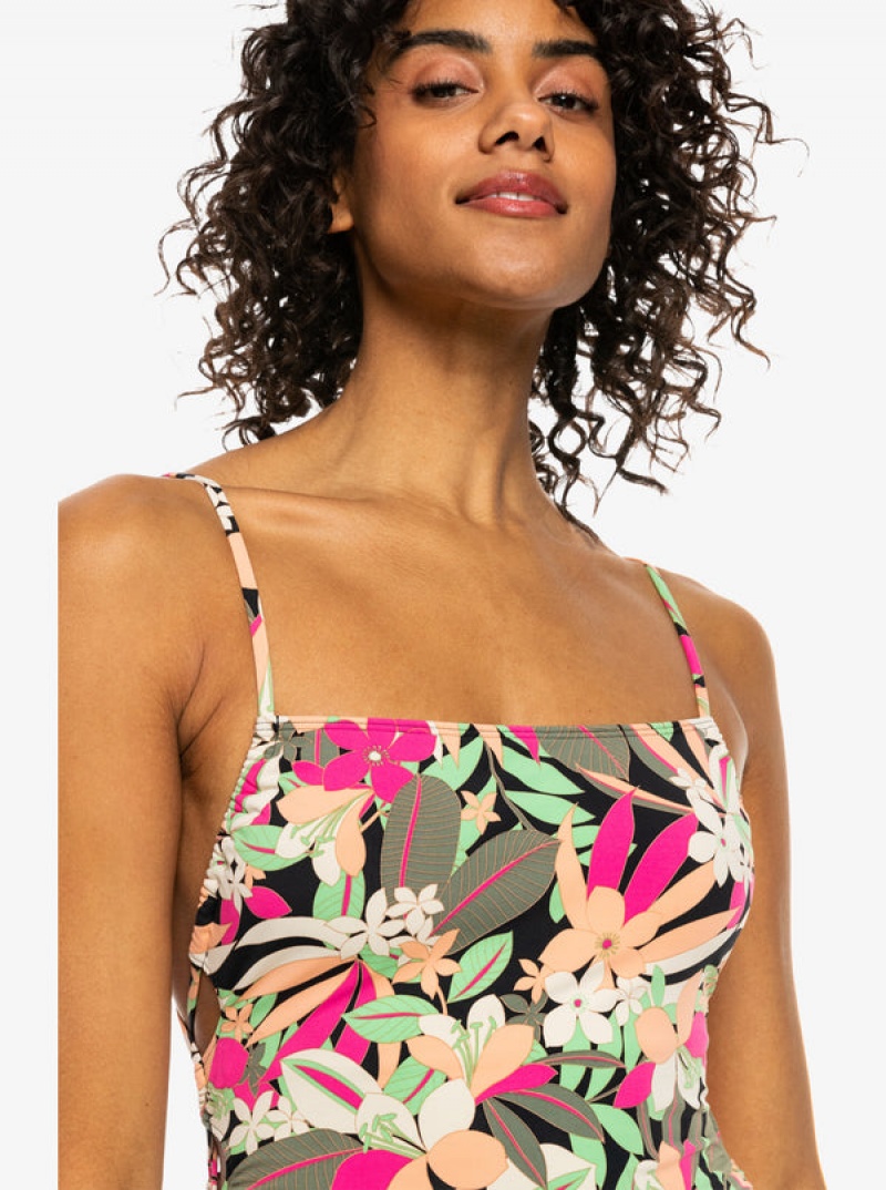 Roxy Printed Beach Classics Lace Up One-Piece Swimsuits | ZOFY-75140