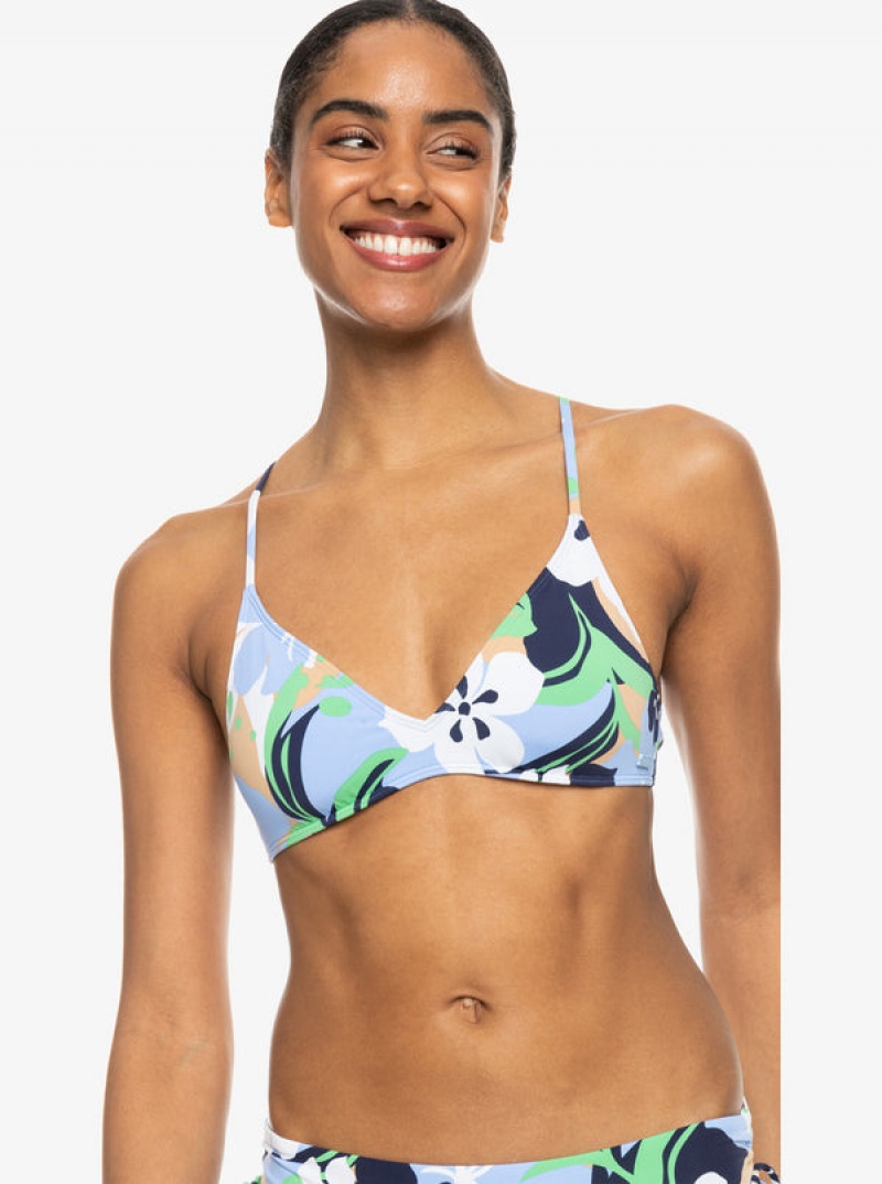 Roxy Printed Beach Classics Strappy Bra Bikini Tops | BLTE-76954