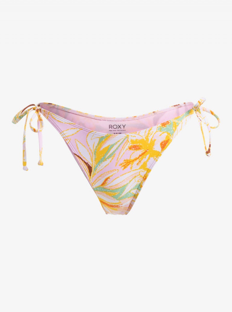 Roxy Printed Beach Classics Tie Side High Leg Cheeky Bikini Bottoms | OBXU-67259