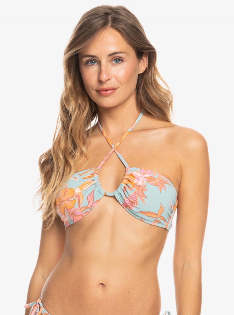 Roxy Printed Beach Classics Triangle Bikini Tops | XKDL-13956