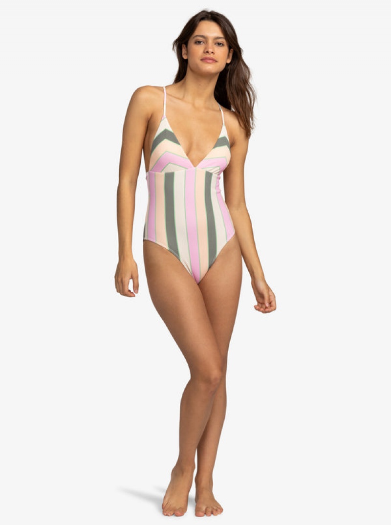 Roxy Vista Stripe One-Piece Swimsuits | EYQS-96427