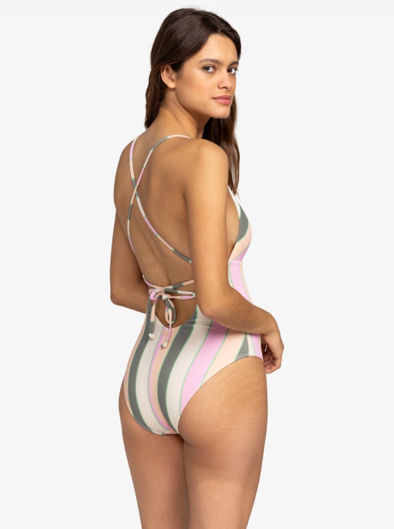 Roxy Vista Stripe One-Piece Swimsuits | EYQS-96427