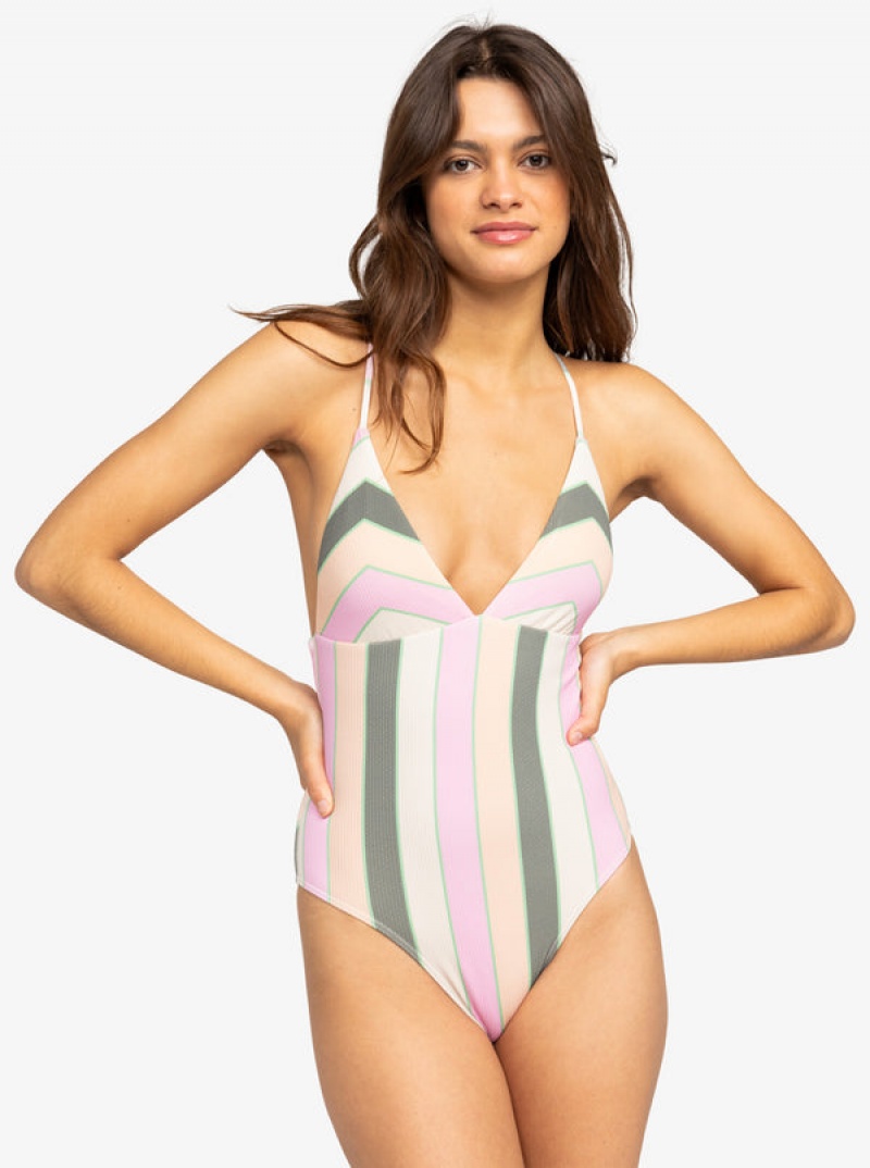 Roxy Vista Stripe One-Piece Swimsuits | EYQS-96427