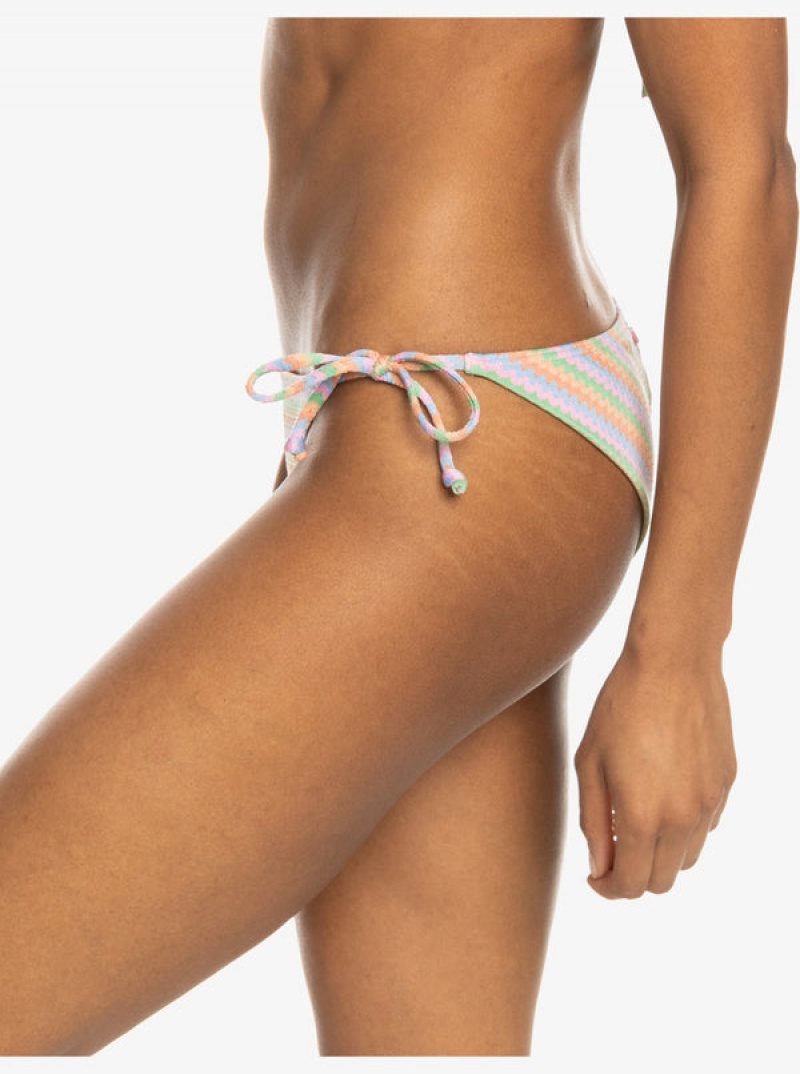 Roxy Wavy Stripe Cheeky Side-Tie Bikini Bottoms | JBZO-40279