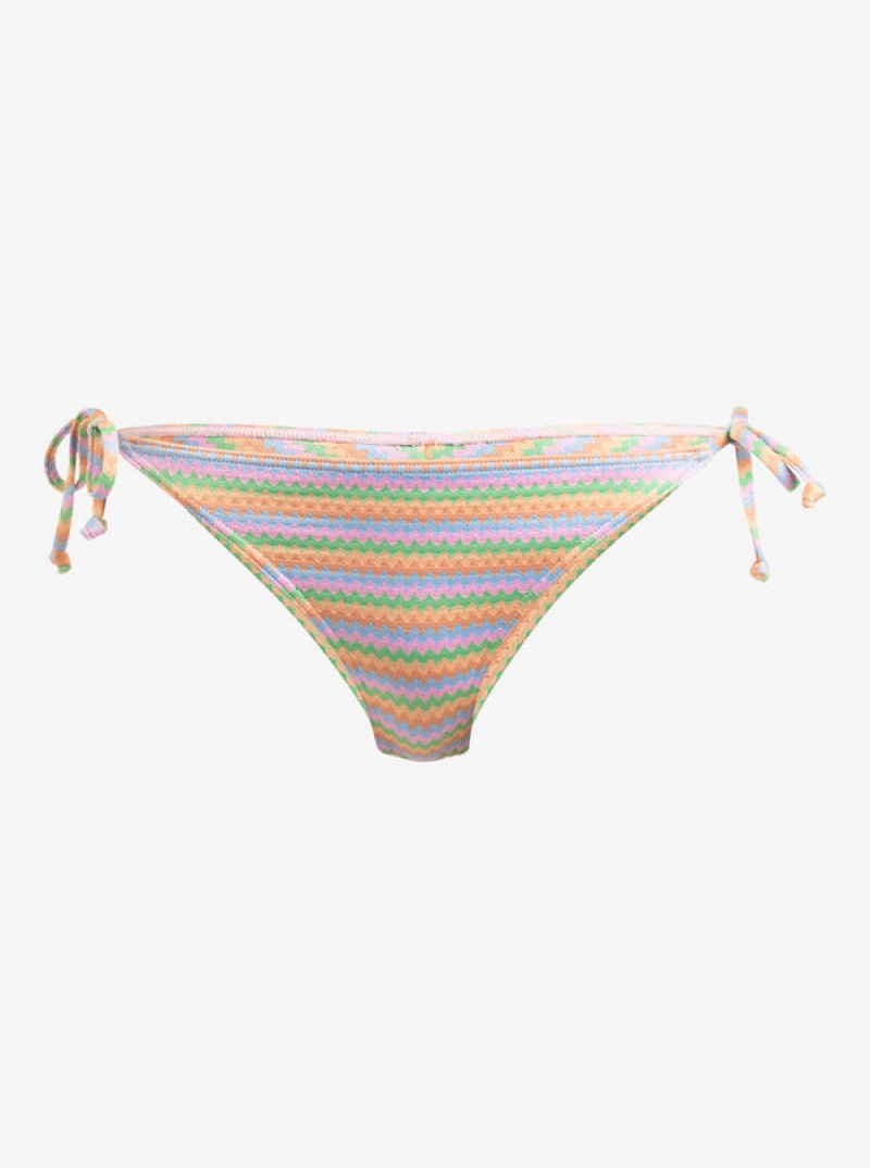 Roxy Wavy Stripe Cheeky Side-Tie Bikini Bottoms | JBZO-40279