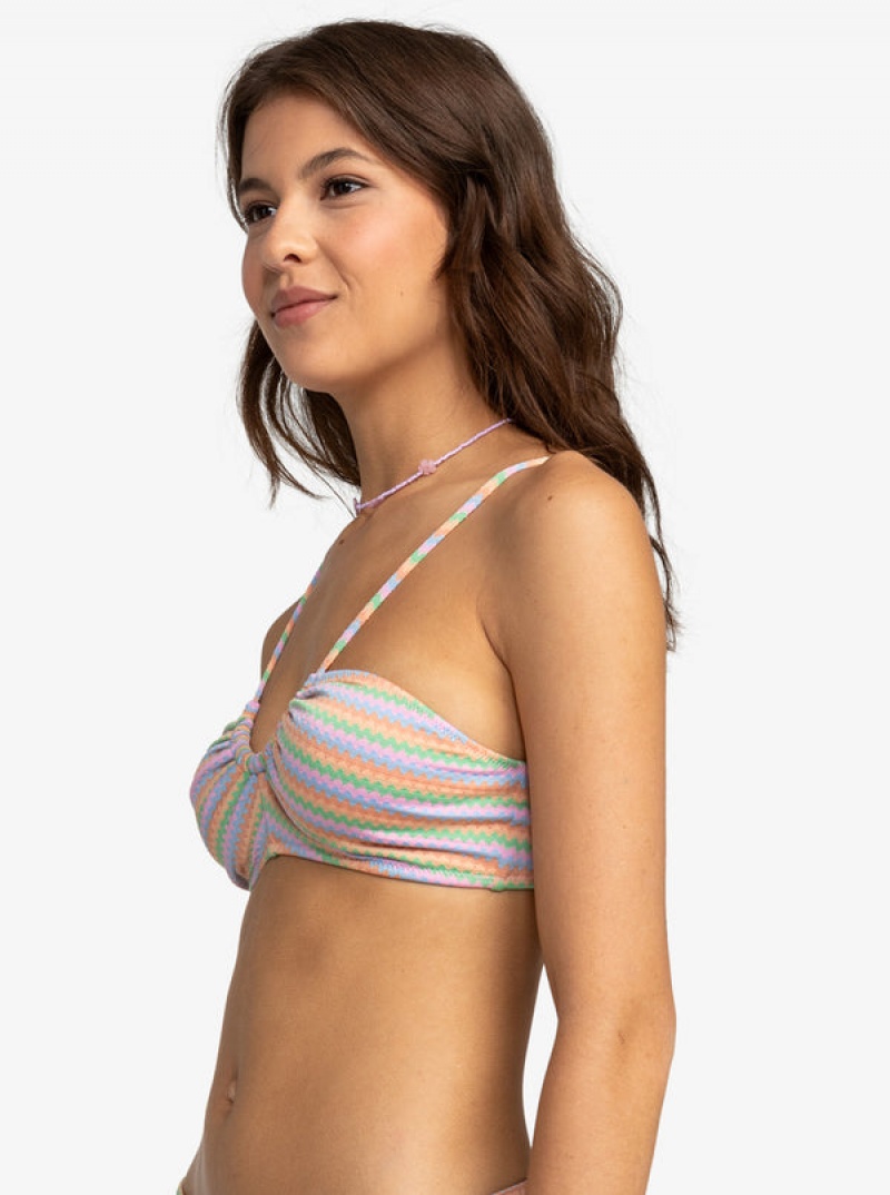 Roxy Wavy Stripe Fashion Bralette Bikini Tops | ENRO-48650