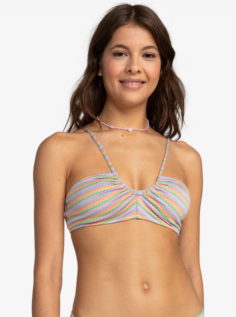 Roxy Wavy Stripe Fashion Bralette Bikini Tops | ENRO-48650