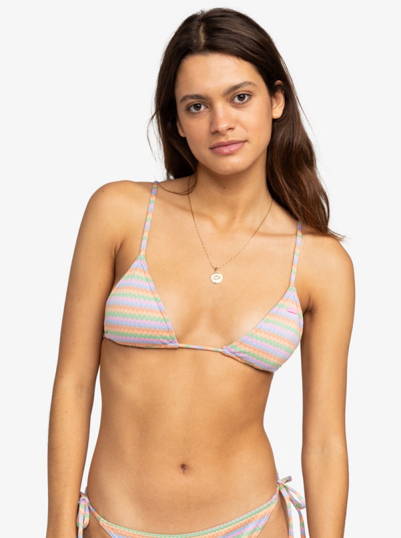 Roxy Wavy Stripe Mini Tiki Triangle Bikini Tops | QYZP-20163