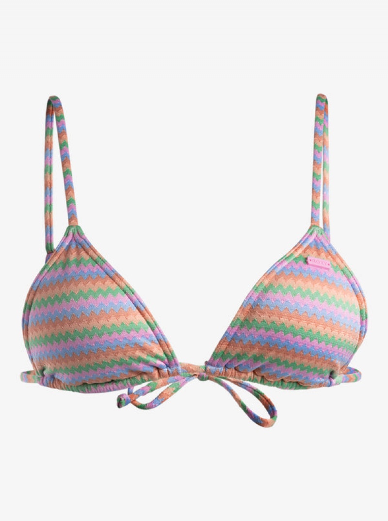 Roxy Wavy Stripe Mini Tiki Triangle Bikini Tops | QYZP-20163