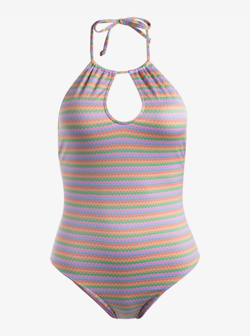 Roxy Wavy Stripe One-Piece Swimsuits | IXNO-49783