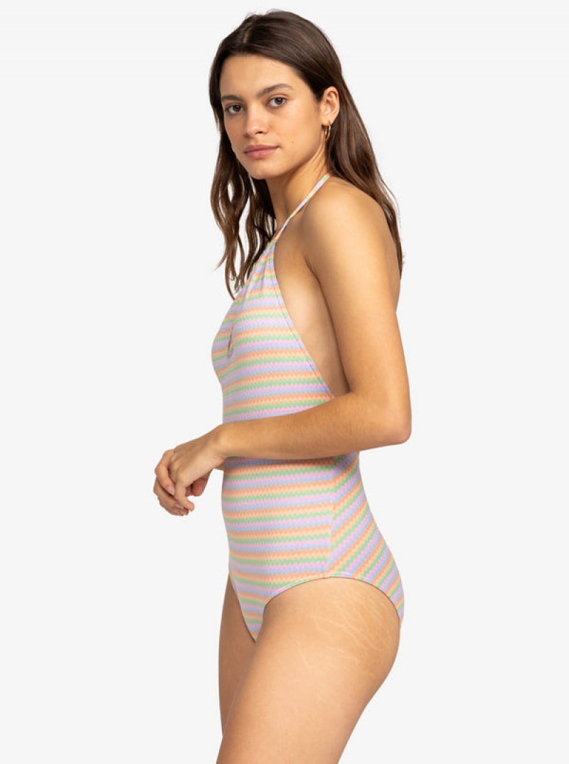 Roxy Wavy Stripe One-Piece Swimsuits | IXNO-49783