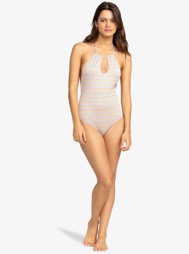 Roxy Wavy Stripe One-Piece Swimsuits | IXNO-49783